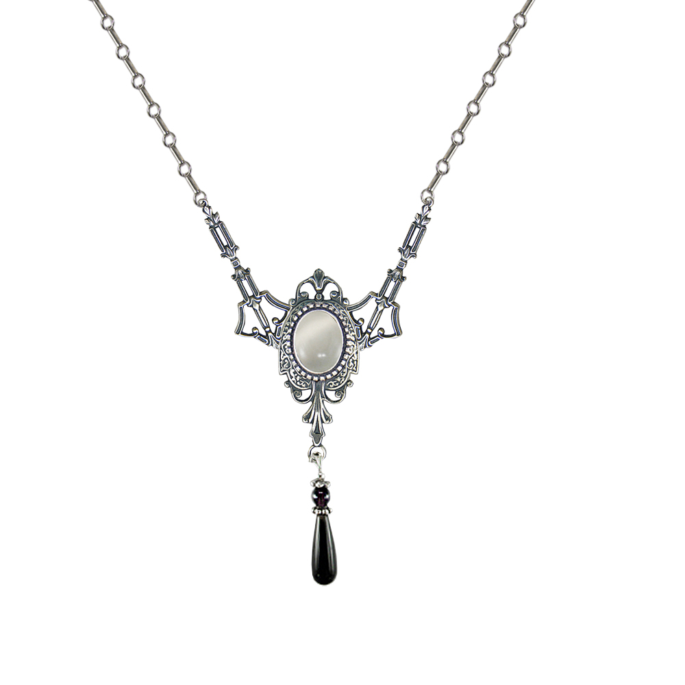 Sterling Silver Victorian Necklace With White Moonstone